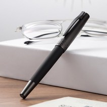 저가만년필 만년필입문 Hongdian 6013 우아한 블랙 메탈 만년필 티타늄 블랙 FEF 펜촉 럭셔리 비즈니스 잉크 펜 사무용품, F, A