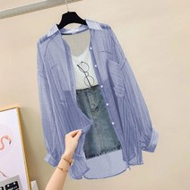여성 봄여름 빅사이즈 쉬폰 셔츠 얇은 가디건 루즈핏 바람막이 SFW