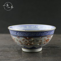 경덕진 10 대 도자기 공장 클래식 파란색과 흰색 절묘한 차 컵 차 그릇 Underglaze 색상 향수 차 컵, 골든, 하나, 1개
