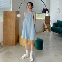 파스텔 민소매 원피스 에이프런 레이어드 정유미 원피스 fa129