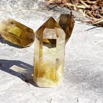 행운의스톤 황수정 천연원석 포인트수정 수석 광물(인테리어소품 1pc), 노란색