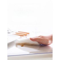 유리 대용 pvc 식탁보 방수 및 노 워시 테이블 매트 투명 커피 책상 주방 식탁 PU, 90x90cm, 항균 투명 6.0 두께 4.0