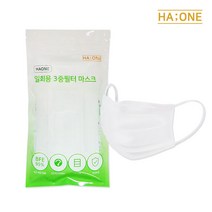 하원 국내생산 어린이용 일회용 3중필터 마스크 소형 화이트, 1개, 10매