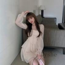 [Myshe]여성 화려한 레이스 원피스 A라인 미니 원피스 hj7 WJ1102