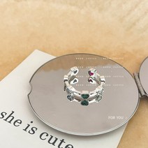 ns 소중 디자인 감각 초선화 지르코늄 하트 슬라브 링 반지 개구부 조절 귀여운 반지, B 하트 지르콘 반지, 개구 조절 가능