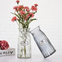 엔터콘 유리 크리스탈 투명 인테리어 화병 꽃병 오브제, 투명(높이 18cm)