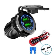 Nilight 퀵차지 3.0 듀얼 USB 자동차 충전기 소켓 12V PD QC3.0 고속 충전 USB 콘센트 전압계 및 온 오, Dual USB, 1개