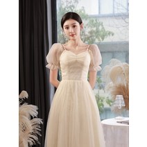 이브닝드레스 렌탈 신부 들러리 드레스 샴페인 색상 봄과 여름 새로운 수석 자매 그룹 틈새 긴 섹션 슬림-긴팔 이브닝 드레스 스커트 여성