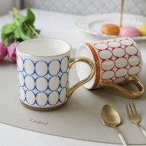 cocooning ISABEL 비비드 컬러 골드라인 홈카페 엔틱 머그컵, 1Ea, 블루