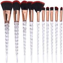 Monnstar 메이크업 브러쉬 유니콘 다이아몬드 크리스탈 패턴 슬립 핸들 파운데이션 블러쉬 컨실러 & 립 브러쉬 (블랙)