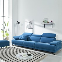 소티디자인 바젤 아쿠아 스웨이드 헤드틸팅 4인 소파 - 2color, 블루