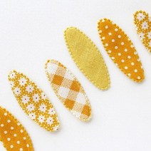 P392 타원 노란원단 헤어핀 겉지 2개 아기머리핀재료 똑딱핀커버 헤어핀만들기