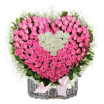 장미100송이하트 혼합꽃바구니2 축하 생일 어버이날, 케이크(중)