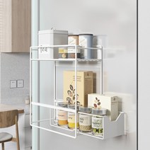 [루나랩 홈] 냉장고 정리 트레이 자석 양념통 선반 키친타올걸이 마그네틱 수납 거치대, 화이트