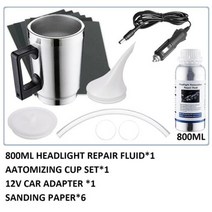 무선 평면 연마기 헤드 라이트 화학 연마 키트 자동차 복원 액체 폴리머 수리 유체, 800ml and 120v
