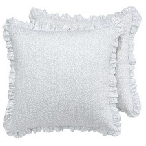 Laura Ashley Home - 유로 샴 세트 봉투 클로저가 있는 부드러운 면 샴 가볍고 세련된 홈 데코 (클로에 블루 2피스), Chloe Blue