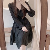 [랜덤플레이] 라운드 퍼프 프릴 스트링 원피스