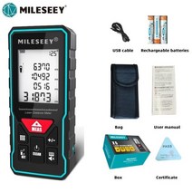 레이저거리측정기 MILESEEY-충전식 레이저 테이프 측정 레인지 파인더 각도 가능 자동 레벨 도구 선물용, [02] 60m, [02] X6-rechargeable