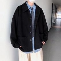 쁘띠 정장 코트 학원 무드 모직 남자 눈길을 끄는 겨울 가을 와이드 루즈핏 더플 양복 자켓 2656987492