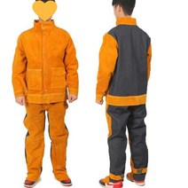 소가죽 동계 방열복 방염복 용접복 보호복 겨울 고온, XXXL 브라운 전체 가죽 안감 팬츠