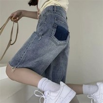 디스트로이드청반바지 여름옷 빅사이즈 여성의류 트렌드 스트레이트핏 일자 슬림핏 오부바지 걸스 뚱뚱함 이쁜이 3974339943