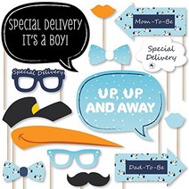 Big Dot of Happiness Boy Special Delivery - Blue It’s A Boy Stork Baby Shower Photo Booth Props Kit, 1