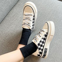 키높이 굽높은 스니커즈 여자 단화 체커보드 스니커즈
