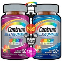 캐나다 내수용 100% 정품 신제품 먹기편한 맛있는 50세이상 구미 젤리 센트룸(Centrum) 50+ 여성용 / 50+ 남성용 종합 멀티비타민 120구미 5+1 빅이벤트, 50세이상(여3병 + 남3병) - 총6병(5+1)