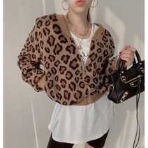 호피숏가디건 레오파드자켓 숏가디건