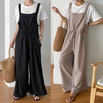 피스오브데이 여성 와이드 점프수트 멜빵바지 점프슈트