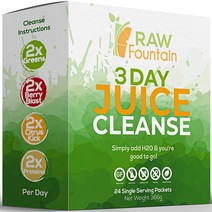RAW Fountain의 3일 주스 클렌즈 디톡스 24개의 파우더 패킷 여행 및 비건 친화적 체중 감량 프로그램 천연 단백질 포함3일