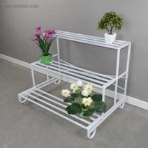 무쇠냄비 주물냄비 전골냄비 철 꽃 스탠드 바닥에서 천장까지 3 층 사다리 화분 선반 거실 발코니 코너 다층 분재 스페아, 93X65X70CM         2
