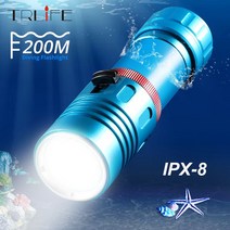 ipx8 방수 레벨 xm-l2 18650 또는 26650 다이빙 손전등 led 수중 휴대용 랜턴 다이브 라이트 램프 토치, Option  D-파란