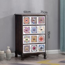 빈티지 지중해 인테리어 원목 거실서랍장 페인팅 거실장, 완제품, 오크 4단