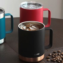 뚜껑 이중진공 스텐 보온 보냉 머그컵 360ml, 루비레드 (CO10257)
