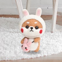 젊은이마켓 DIY 시바 양모 니들 펠트 세트, 1세트, 토끼