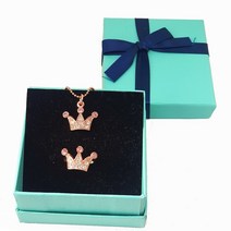아동 왕관 반지 목걸이 귀찌 세트 로즈 골드 생일 크리스마스 선물