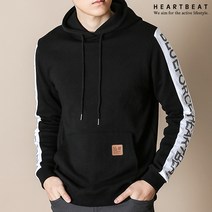 하트비트 리죠스 후드티 베이직핏 소매절개 배색 레터링 긴팔 티셔츠 커플룩 단체복 남자 여자 커플티 빅사이즈 단체티