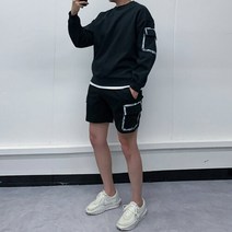 여름 카고 페인팅 반바지 트레이닝복 세트