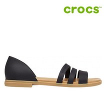 크록스 플랫슈즈 39- 206109-00W Womens Crocs Tulum Open Flat Black Tan