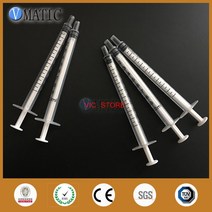 분배 플라스틱 수동 주사기 1cc/ml 검정색 캡/마개가 있는 흰색 플런저 10 세트