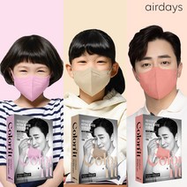 [KF94컬러마스크출시]에어데이즈 컬러핏 KF94 조정석 새부리형 컬러 마스크 대형 중형 소형, 다홍색, 10매