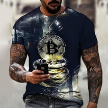기념주화 비트코인선물 모형소품폭발적인 2022 봄과 여름 새로운 반팔 Bitcoin 3D 인쇄 된 t-셔츠 거리 동, 02 dyp-2281_06 XL