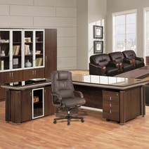 산타페 월넛 중역용책상/ SAN-G1800 G2100/ 갈색유리포함/ CEO/ 사장실/ 임원실/ 대표실/ 팀장실/ 사무실/ 사무가구, 크레덴자