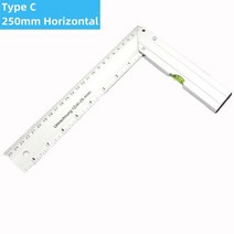 목공직각자 알루미늄 사각형 눈금자 직각 90 도 회전 규칙 목공 측정 도구 각도 목수 200/250/300mm, [06] Horizontal 250mm