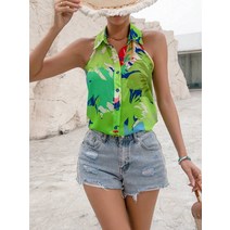 플라워 프린트 앞 버튼 셔츠