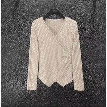 니트 여 가을 풀오버 브이넥 상의 디자인감 이너 긴팔 티셔츠