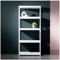 스피드랙 브이 2 스탠드 선반 5단 900 x 300 x 1800 mm, 화이트(프레임) + 우드 화이트(선반)