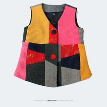 [천삼백케이] [히읏한복] [다흰]보름달 색동 조끼-솜누빔-1color