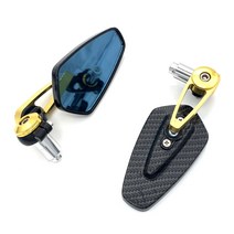 2pcs 오토바이 CNC 접이식 백미러-혼다 스즈키 가와사키 야마하 Ducati Ktm 용 탄소 섬유 7/8 '22mm 핸들 바 사이드 미러, 황금색